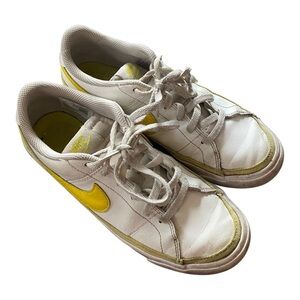 Nike Court Legacy GS Opti Yellow White Sneakers Kids Size 4 Youth
